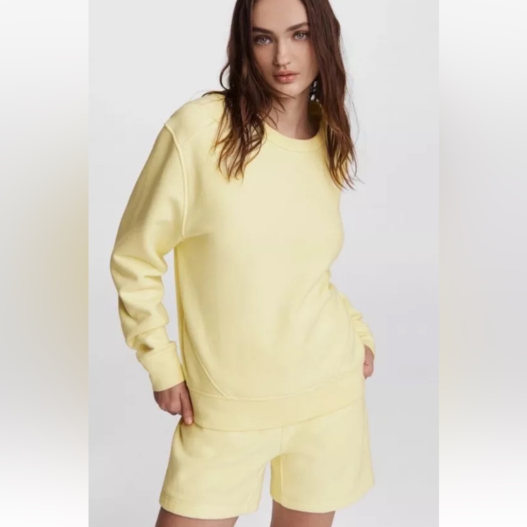 Rag & Bone Sweatshirt Size L (10/12) Lemon Yellow City Terry Anthropologie